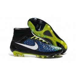 2015 Chaussure de Football Nike Magista Obra FG Bleu Jaune Blanc Noir