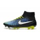 2015 Chaussure de Football Nike Magista Obra FG Bleu Jaune Blanc Noir