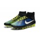 2015 Chaussure de Football Nike Magista Obra FG Bleu Jaune Blanc Noir