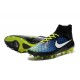 2015 Chaussure de Football Nike Magista Obra FG Bleu Jaune Blanc Noir