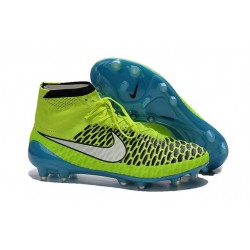 Nouvelle Crampons Nike Magista Obra FG Hommes Volt Blanc Bleu Lagon Noir