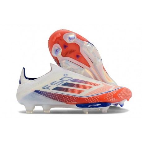 adidas F50+ Sans Lacets FG Advancement - Blanc Rouge Bleu