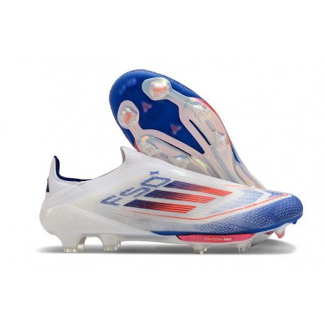 adidas F50+ Sans Lacets FG Advancement - Blanc Rouge Bleu