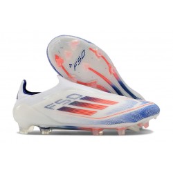 Chaussure adidas F50 Elite Laceless FG Advancement - Blanc Bleu Rouge 