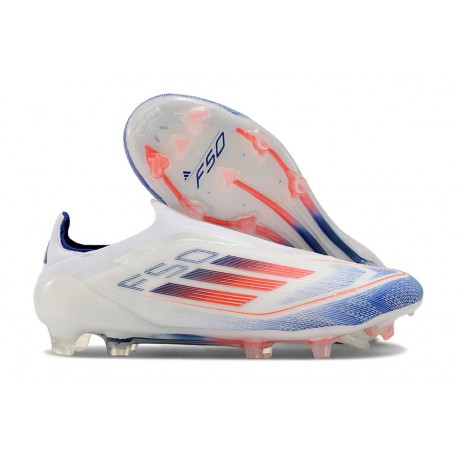 Chaussure adidas F50 Elite Laceless FG Advancement - Blanc Bleu Rouge 