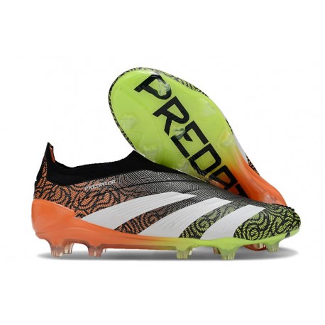 adidas Predator Elite Laceless FG Noir Blanc Vert Orange