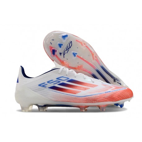 adidas Crampons F50 Elite FG Advancement - Blanc Rouge Bleu