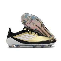 adidas Crampons F50 Elite FG Doré Noir Blanc