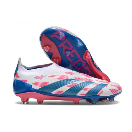 adidas Predator Elite Laceless FG Blanc Ftwr Bleu Solaire Rose Solaire