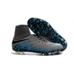 2016 Crampons Nike HyperVenom Phantom II FG Football Bleu Gris Noir